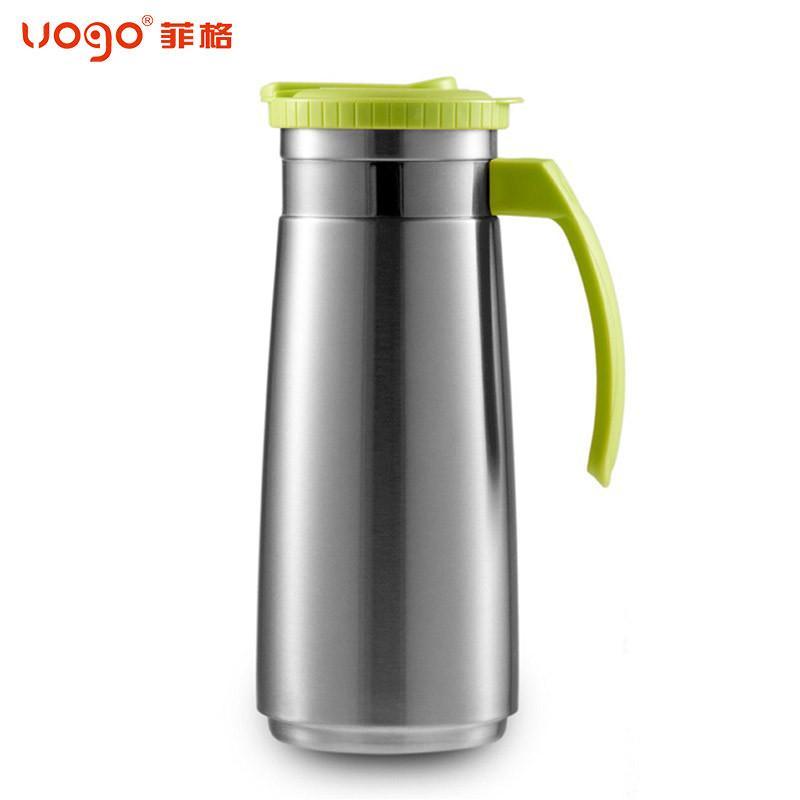 VOGO 1.3L不锈钢凉水壶耐热水壶果汁杯大容量居家水壶啤酒壶 果绿色1300ML
