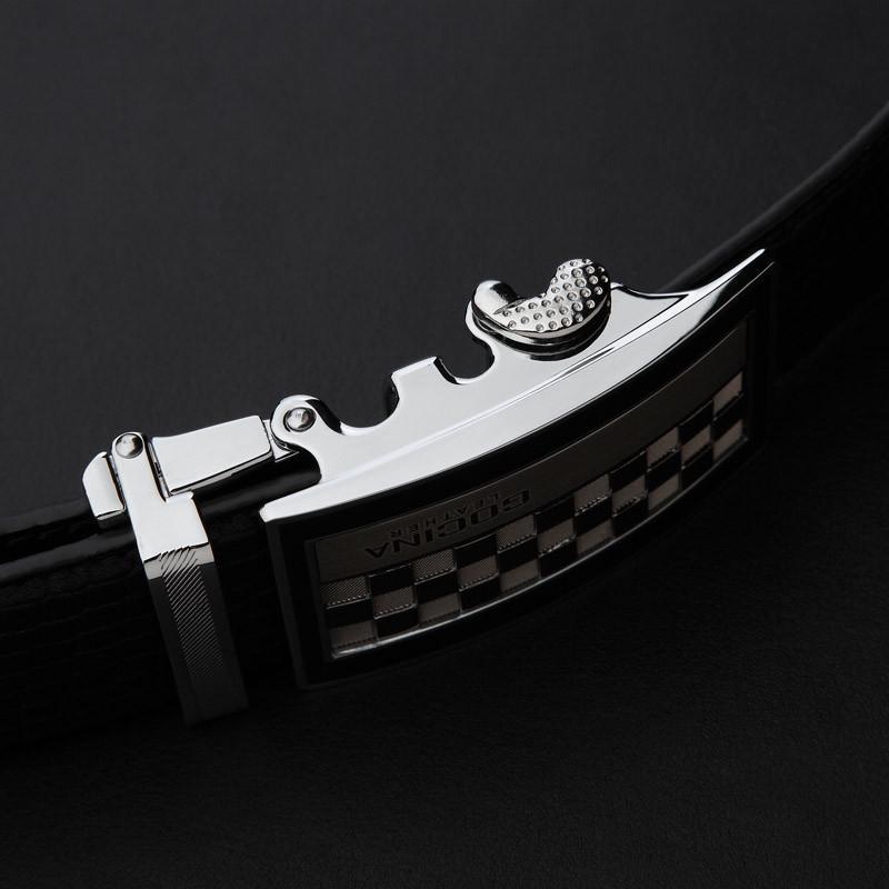 库奇皮带男士自动扣腰带正装商务格纹裤带gy-0301【皮具城】 黑色