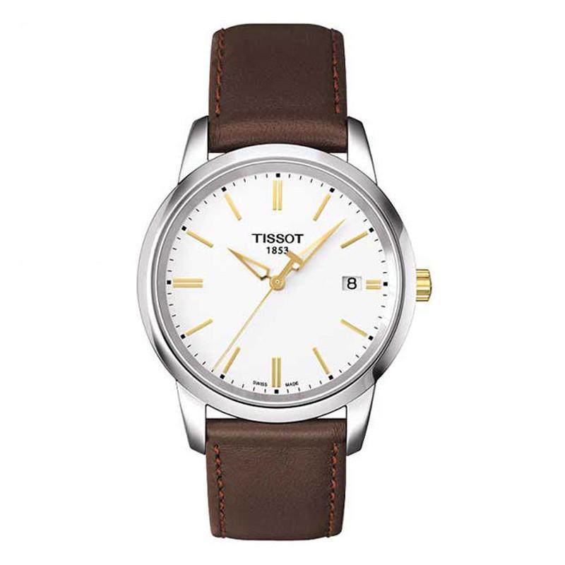 天梭TISSOT经典系列真皮皮革石英男士手表 男表T033.410.26.011.01 瑞士正品
