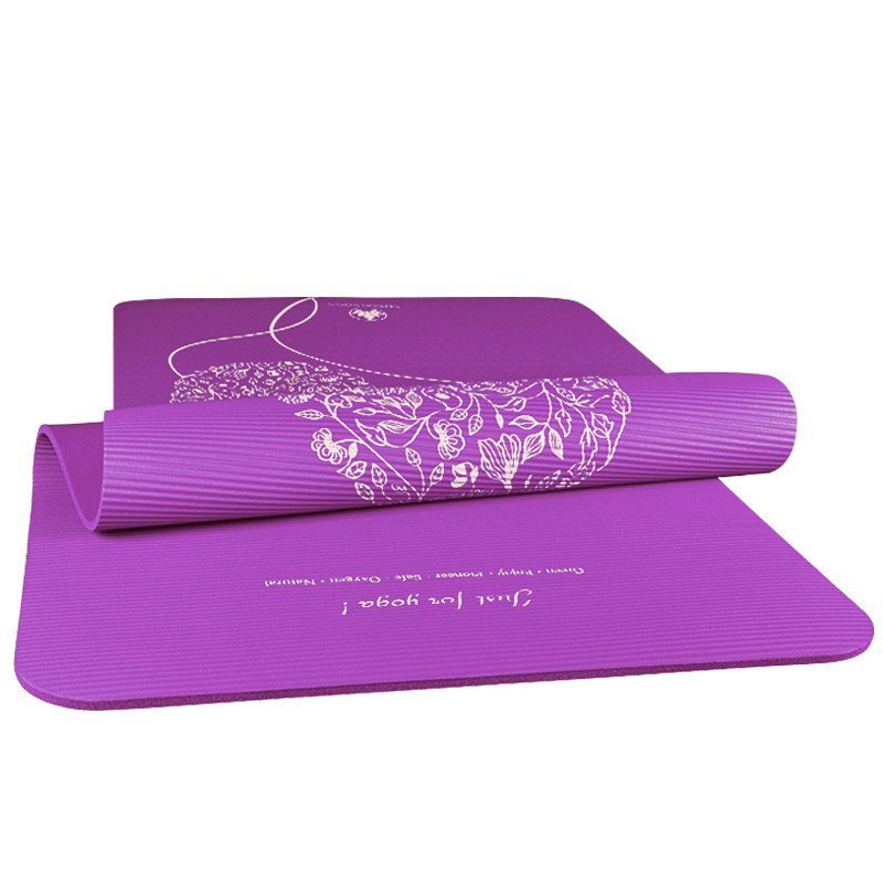杰朴森加厚加宽男士健身垫加长运动瑜伽垫初学防滑瑜珈垫毯子包邮 印花款-紫色