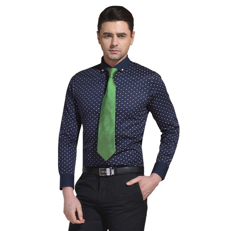 新郎希努尔男装 2015春季新款男士时尚修身印花长袖衬衫 休闲商务f344