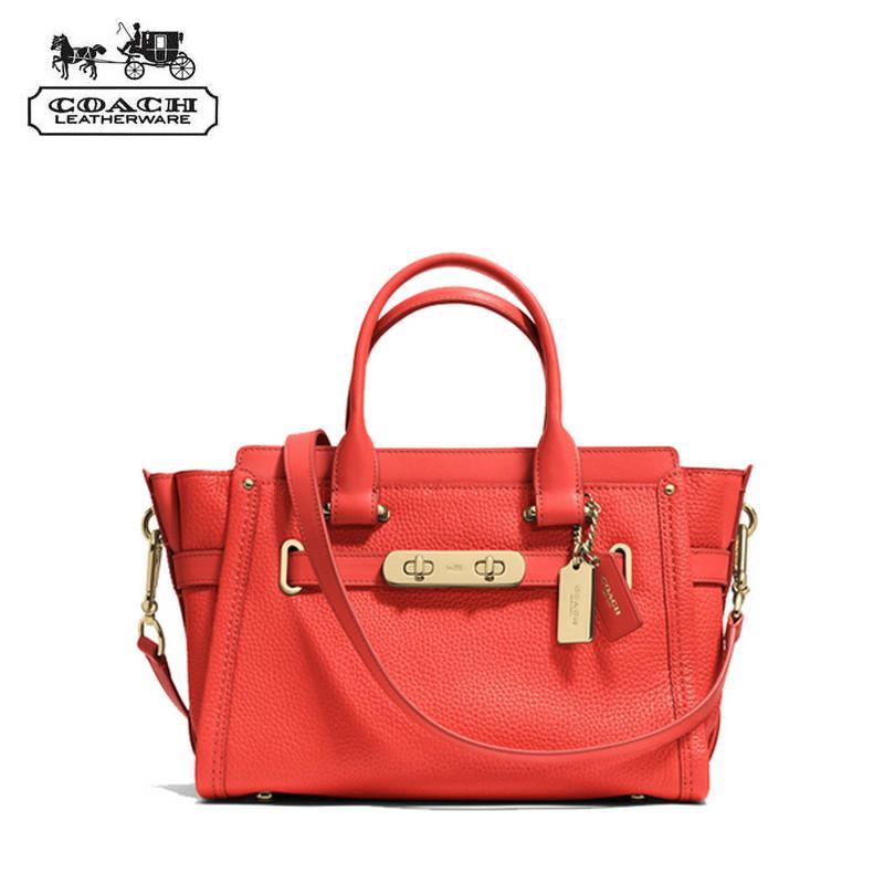 COACH/蔻驰中号女包34816女士单肩手提包 西瓜红