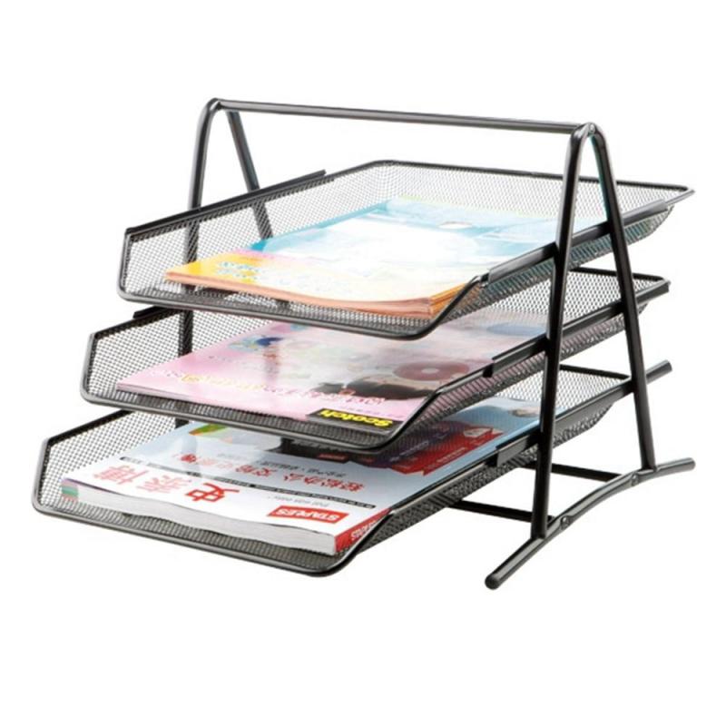 Staples 史泰博 P2013 金属丝网三层文件盘 黑色
