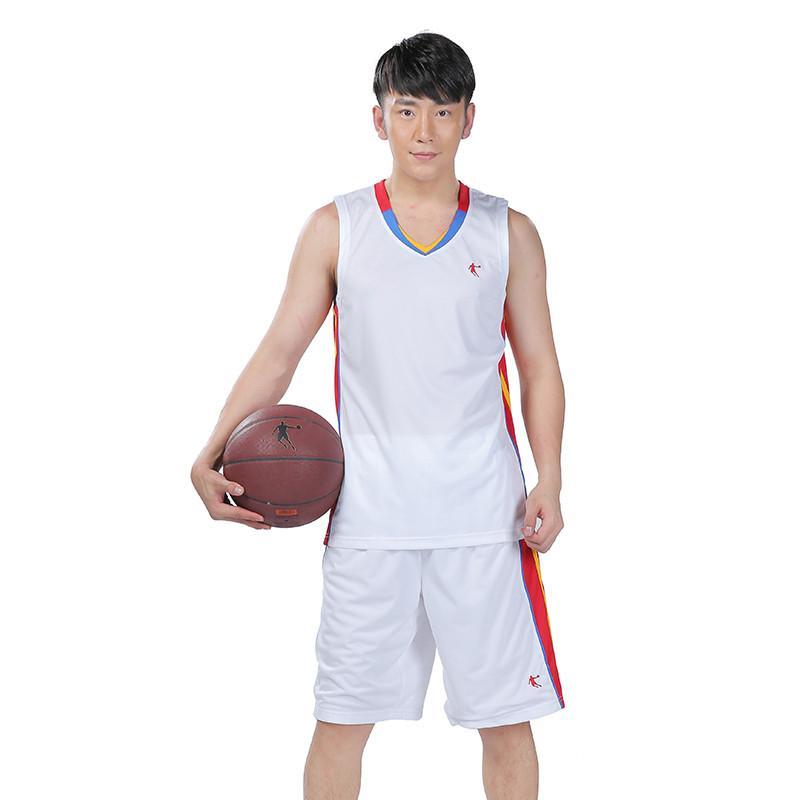 乔丹篮球服套装男春夏运动服球衣比赛队服透气训练服XNT2554901 白色 L