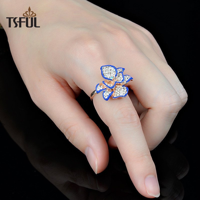 花朵戒指女 手工文艺森日系时尚甜美指环女新 舞会派对戒指 17号