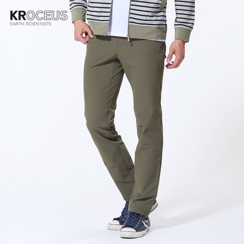 Kroceus科诺修思男式弹力修身长裤2015新款22028 军装绿 M
