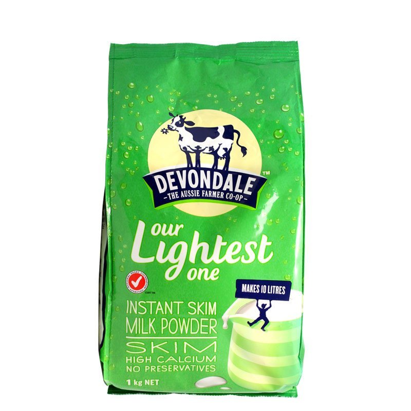 澳洲原装进口德运Devondale高钙脱脂奶粉1kg （儿童 学生成人中老年 肥胖人群的奶粉）