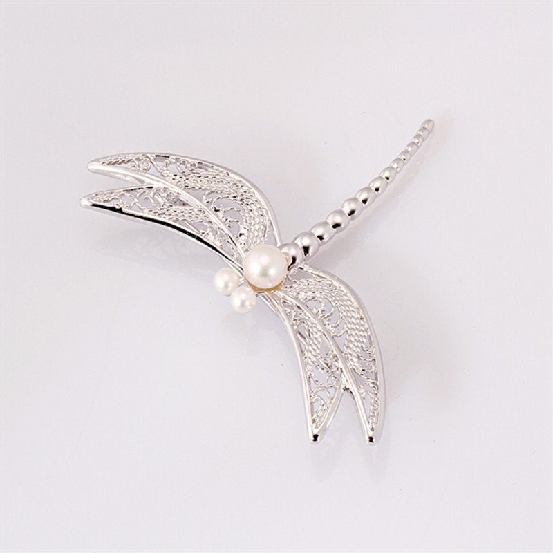 黛米珠宝原创胸针 蜓翼 天然日本海珠akoya珍珠超亮光泽 925银 3.
