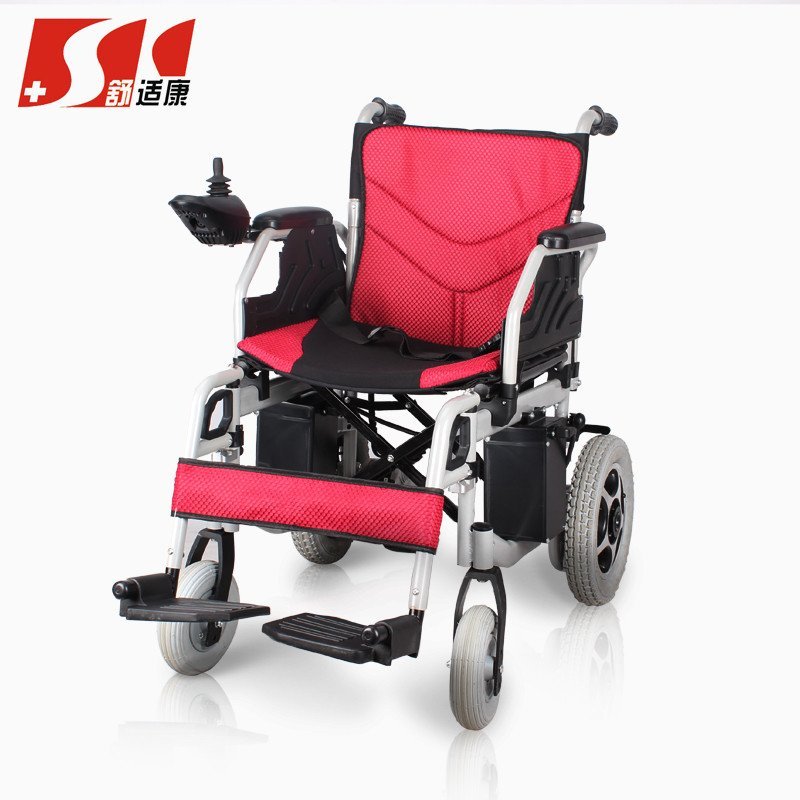 舒适康电动轮椅D3-A 老年人电动/手动轮椅可折叠 自动刹车轻便电动代步车 红色