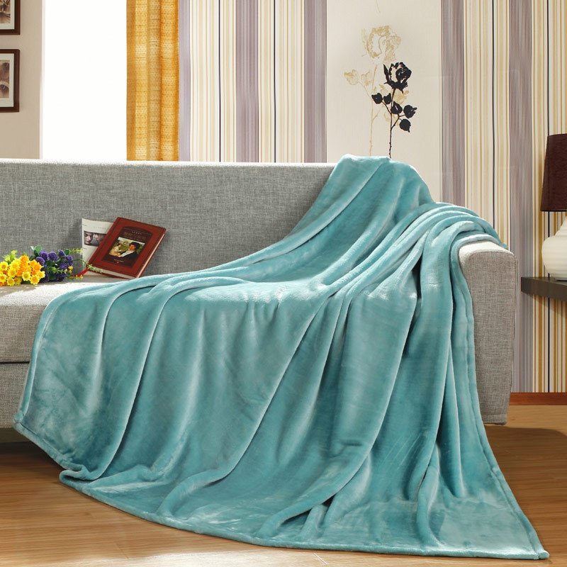 绎生活 纯色法兰绒空调毯 薄荷绿 1.3*1.8m