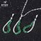XUPING JEWELRY/旭平首饰日韩时尚两件套装女 镀金项链+耳环礼物 祖母绿