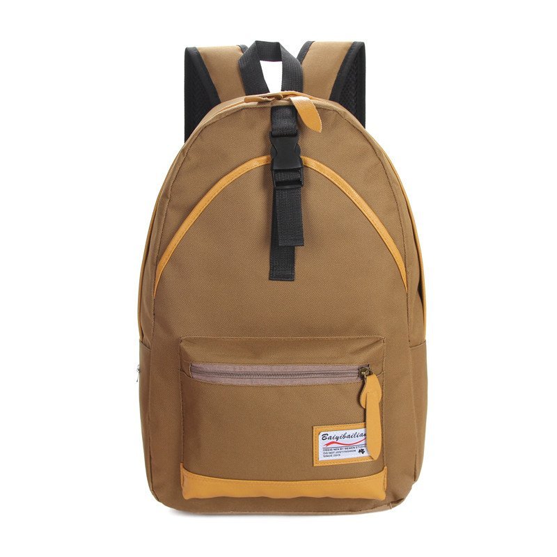 尚魅2016新款日韩版男女包潮旅行包双肩包书包休闲帆布中学生背包 黄棕色