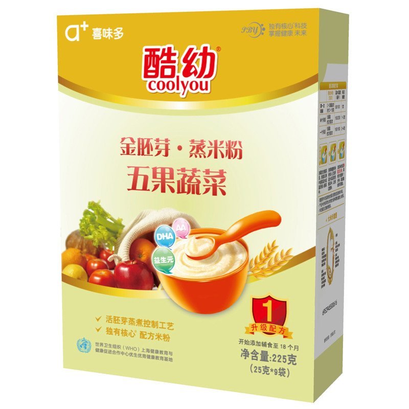 酷幼 金胚芽·蒸米粉（五果蔬菜）一段 225g