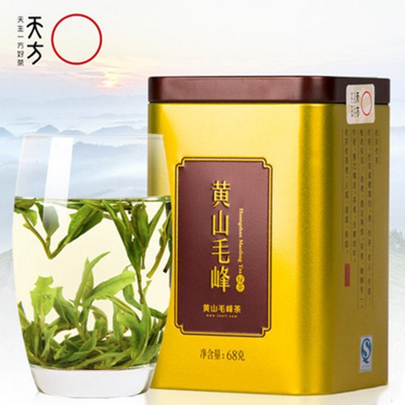 2025年新茶春茶安徽天方茶叶黄山毛峰68g 炒青绿茶雨前黄山毛峰绿茶 黄山茶叶 铁盒小听装