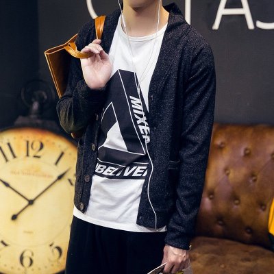 小外套针织毛线杉日系潮酷2015秋冬装新款时尚休闲韩版修身青年衣服 m