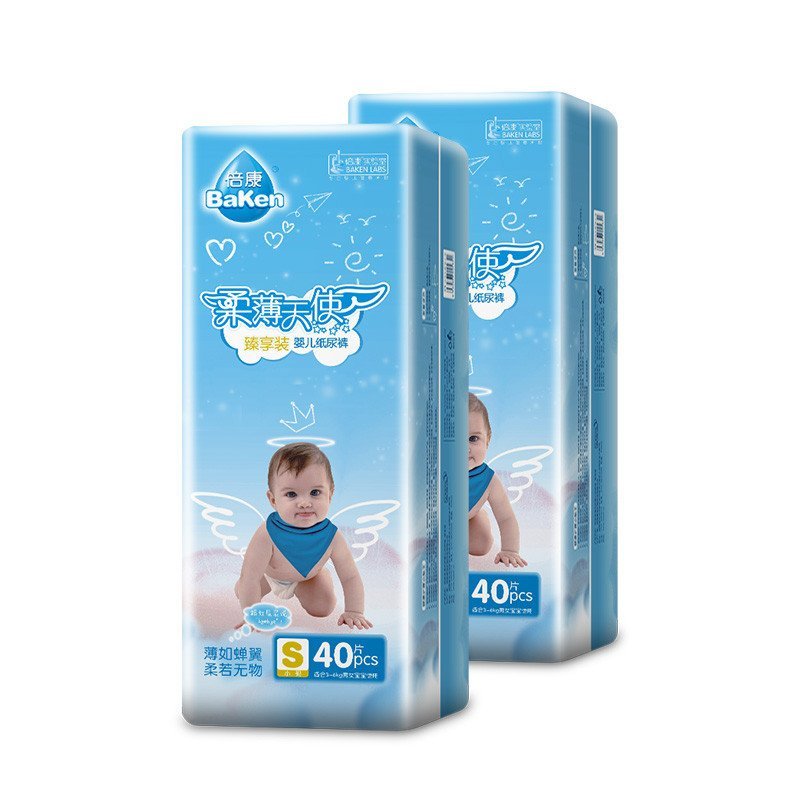 倍康Baken柔薄系列纸尿裤S号80片 小码尿不湿（4kg-8kg）
