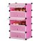 亚思特 简易鞋柜 防尘鞋架 组装组合多层树脂简约现代大容量 鞋柜-1列-5层-粉色