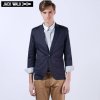 JACKWALK E0141018藏青 贡缎多色一粒扣瘦身版七分袖休闲西服