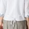 俏艺 2015秋装 白色七分袖花朵棉麻民族风衬衫女上衣 3389 XL 白色