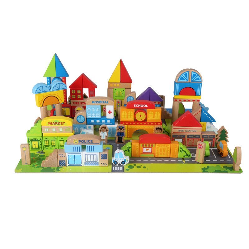 Hape 125块城镇情景积木 E8029