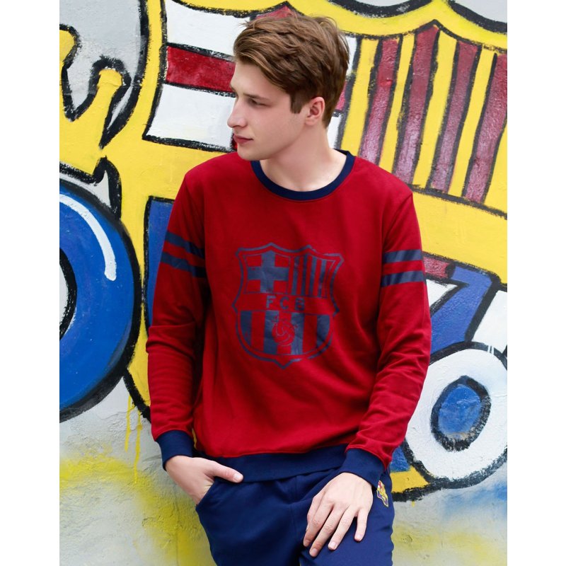 巴塞罗那F.C.B运动卫衣巴萨LOGO款FCB332 运动男款homewear纯棉家居卫衣 XXL 枣红色