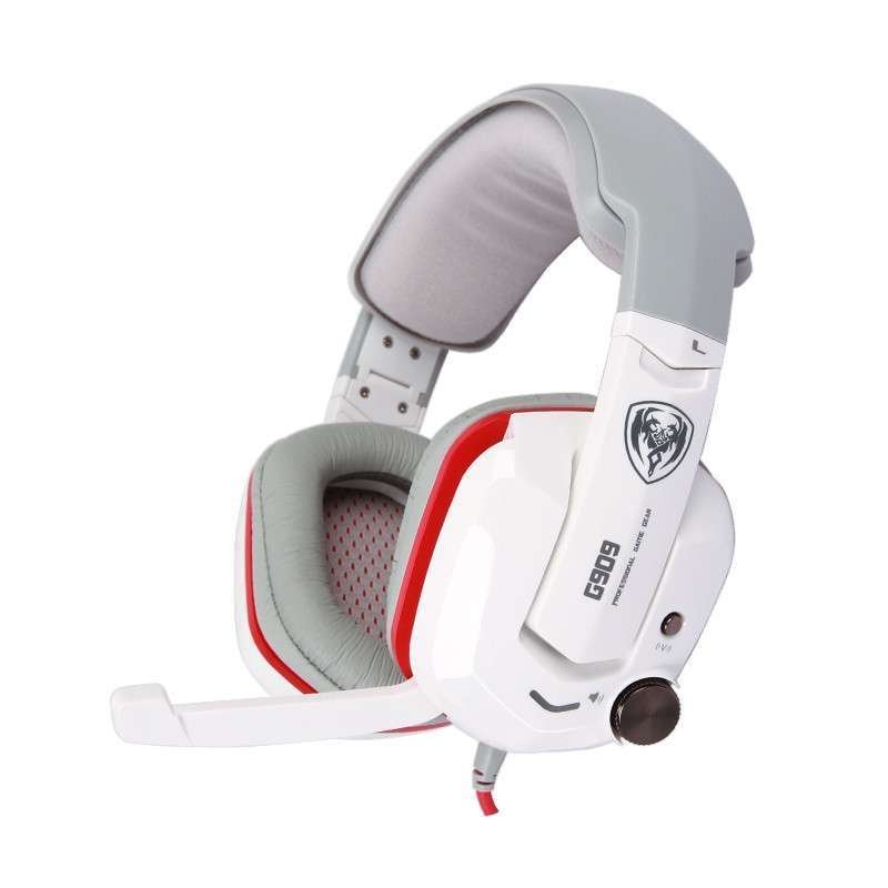硕美科（SOMIC） G909 头戴式电脑耳麦 7.1声效震动游戏耳机 白色