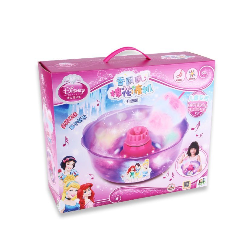 迪士尼Disney儿童DIY自制棉花糖机家用棉花糖带音乐紫色公主升级款