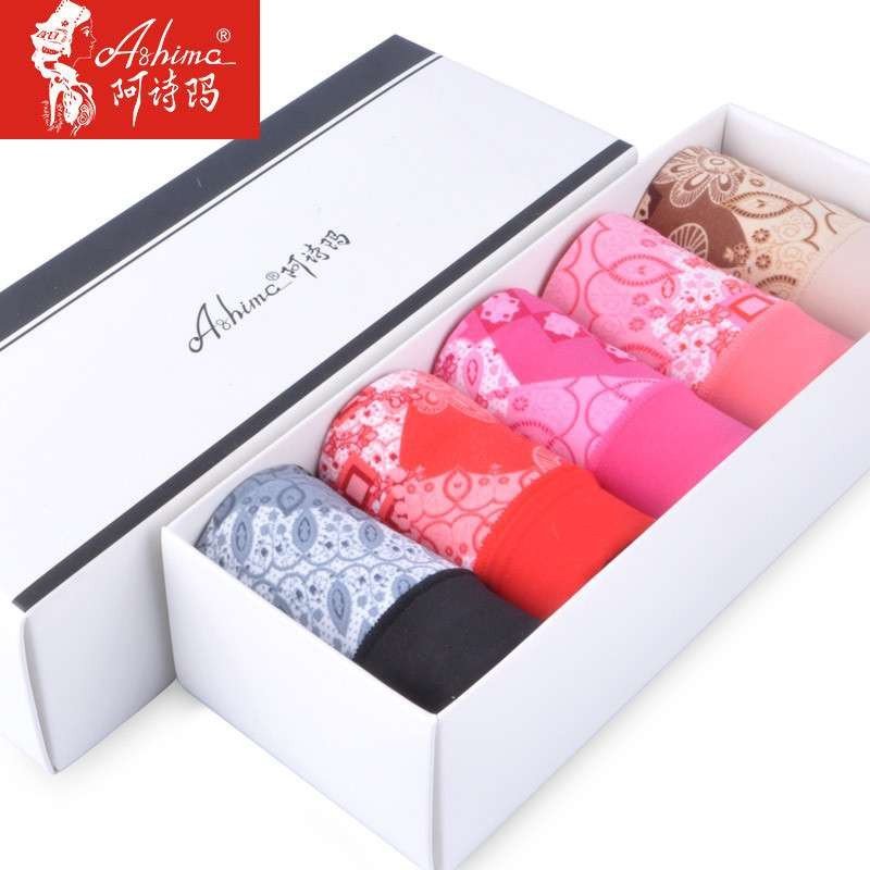 阿诗玛【5条装】女士内裤舒适亲肤透气无痕收腹莫代尔三角内裤 均码 深色系