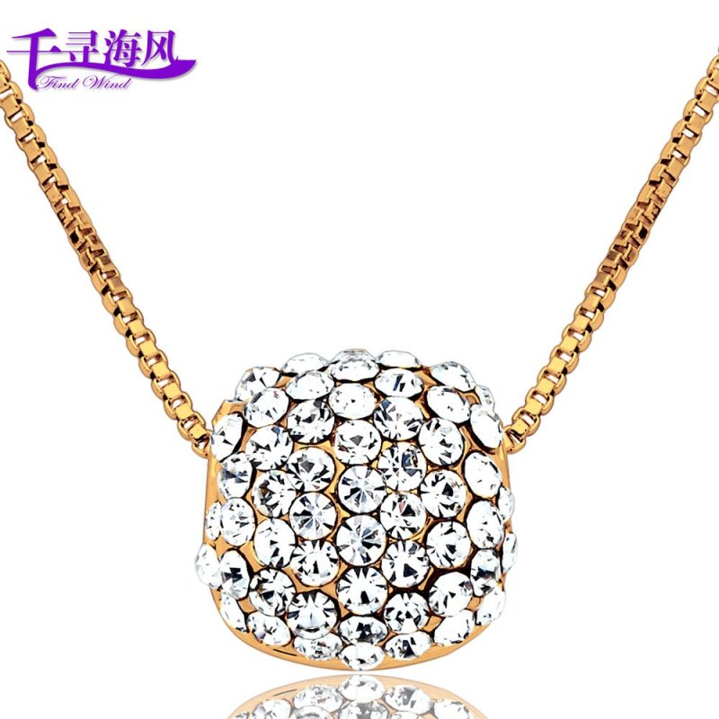 七夕情人节礼物千寻海风幸福密石合金项链韩版女时尚短锁骨链新品配饰 生日礼物 金色