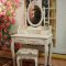【京好】欧式梳妆台镜子套装A68 小实木化妆桌椅 现代简约雕花家具 3镜象牙白带凳