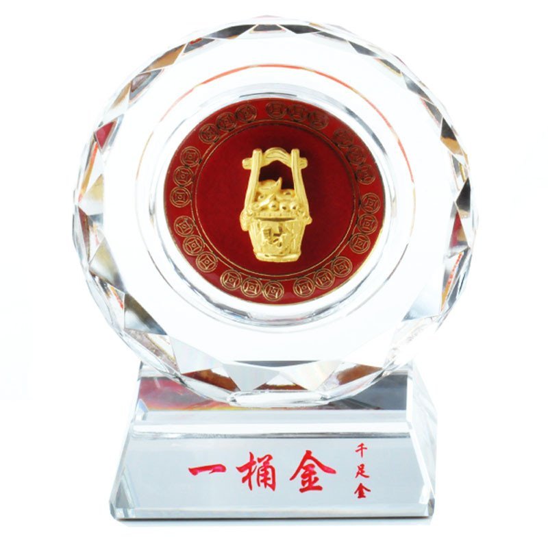 梦克拉Mkela 足金工艺水晶摆件 一桶金 摆件 工艺摆件 290g