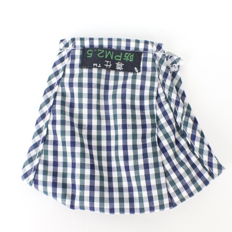 透气防尘双微过滤片口罩可拆洗加强型男女立体口罩 儿童绿黑格子