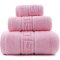 三利 精梳纯棉 A类 婴儿可用 吉祥缎档 割绒方毛浴巾三件套 礼盒装 粉红色 70×140cm