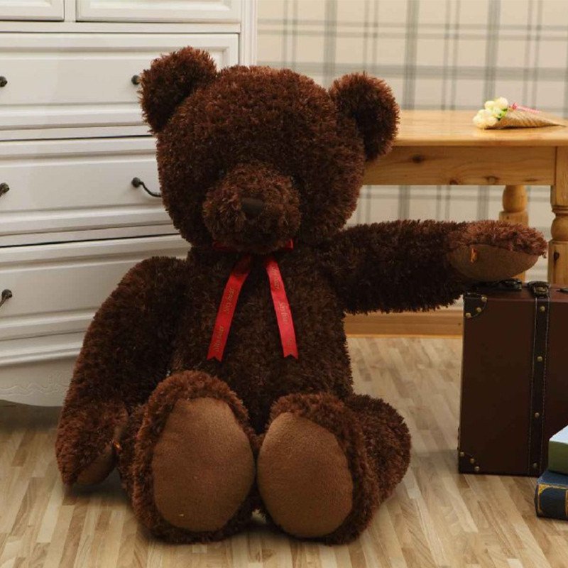 名人玩偶 大号泰迪熊害羞熊公仔布娃娃玩偶女生生日礼物 浅棕色 1m 浅