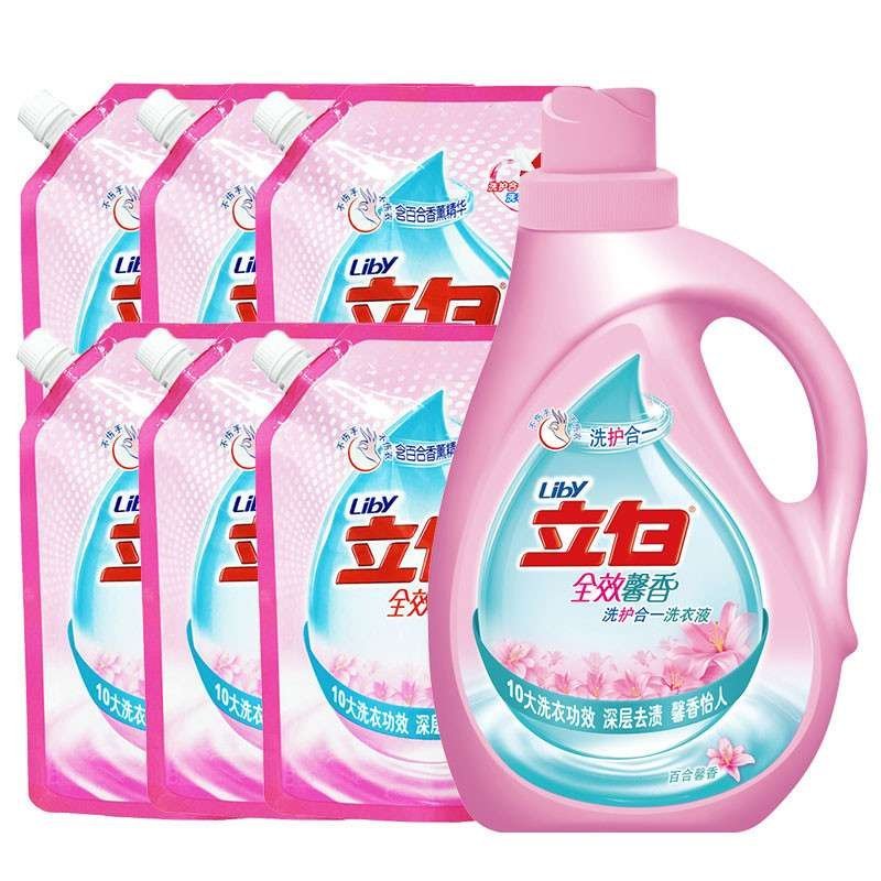 立白馨香洗衣液瓶装7件套装 2kg+900g*6袋 （净重7.4kg）