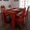 乐庭家具 实木餐桌餐椅套装 餐桌椅组合 橡胶木餐桌餐台 1.35米海棠色长方形饭桌 餐桌 餐桌