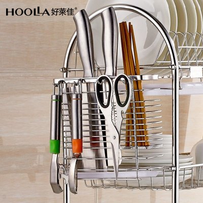 好莱佳hoolla304不锈钢滴水碗架沥水架厨具3层厨房置物架沥碗盘筷三层