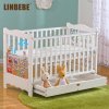 霖贝儿(LINBEBE) 爱贝城堡系列多功能白色婴儿床抽屉双开式储物床高档可变书桌宝宝床高度可调节松木床bb床