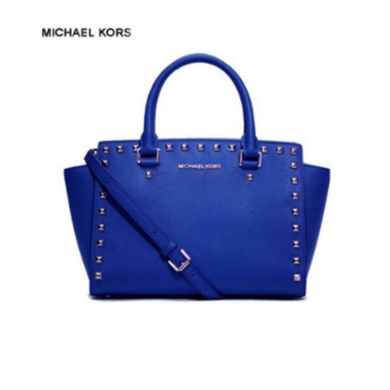迈克·科尔斯(MICHAEL KORS)selma系列牛皮铆钉单肩斜挎包女包 30T3GSMS3L 蓝色