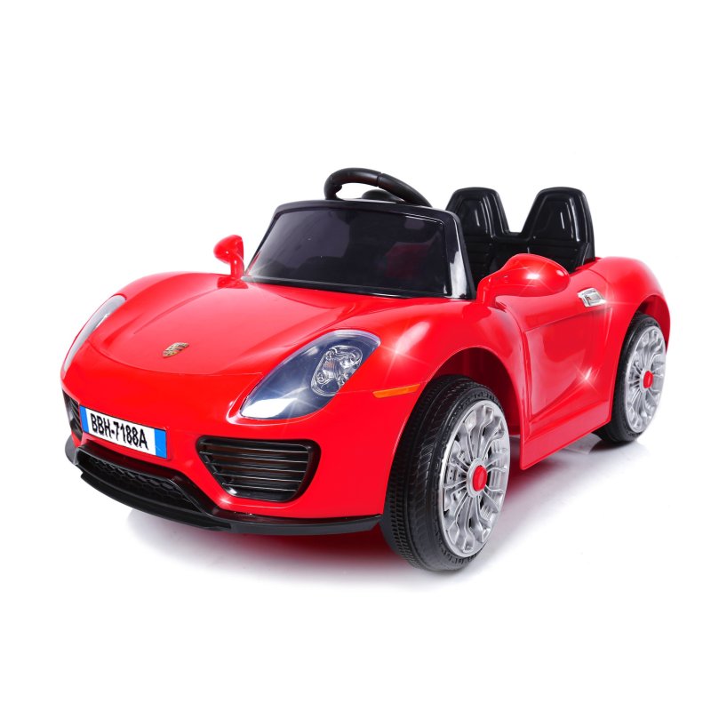 保时捷 儿童电动车 四轮双驱车遥控汽车 可坐男女宝宝车小孩玩具车 红色2.4G遥控