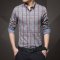 2016春季新款韩版潮修身型格子休闲英伦青年衬衣男士长袖衬衫 衬衫1352 M 深蓝色