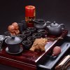 艺宏堂 紫砂茶具套装 整套功夫茶具套装 陶瓷茶具茶盘 茶具组合 咖色小兰香茶盘 排水茶盘