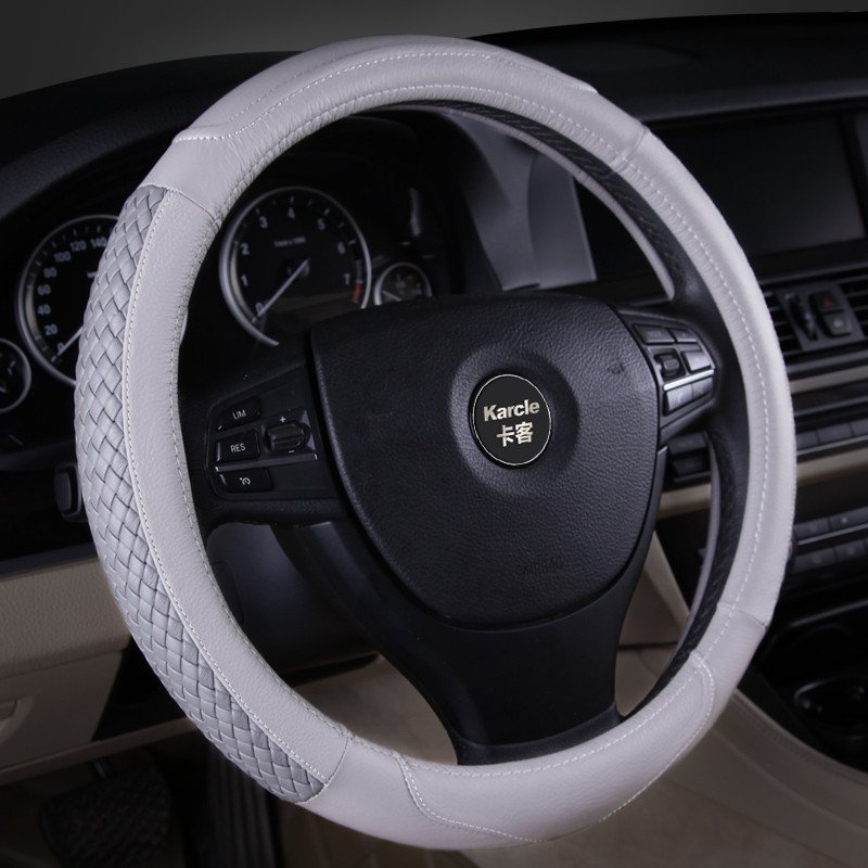 卡客 新款汽车方向盘套四季通用汽车把套适用奥迪宝马君越帕萨特 尊贵_灰色