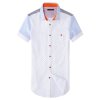 迈克菲恩学院风男士夏季新款短袖衬衫02541 白蓝色 L