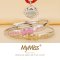 MyMiss 蝴蝶结健康宝宝银饰手镯吊坠 套装礼盒 婴儿满月生日礼物1040MT-0002 小号手镯(粉+金)+金色长命锁