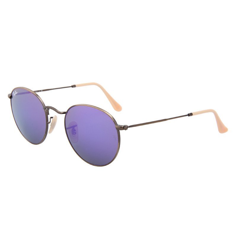 雷朋(Ray.Ban)圆框复古镀膜镜片太阳镜RB3447 167/1M 古铜色镜框 紫罗兰色镀膜镜片 50mm
