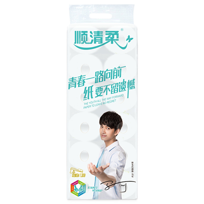 顺清柔卫生纸 青春系列4层有芯卷纸*12卷1700g