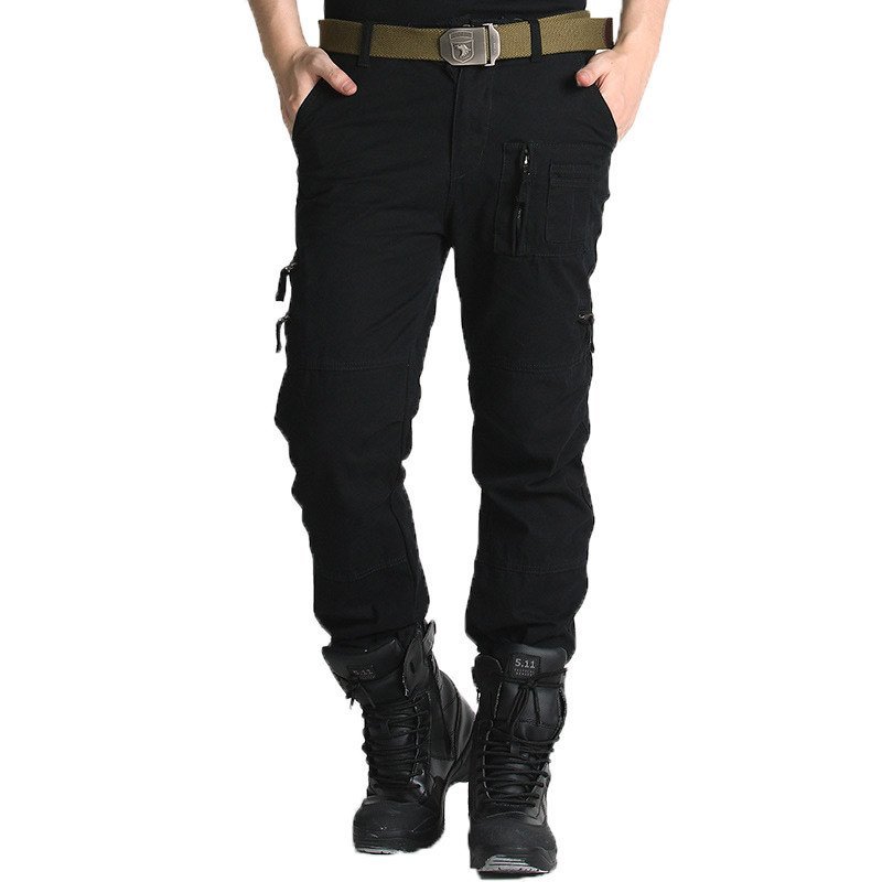 军迷服饰春秋款多口袋工装战术军裤男纯棉户外登山迷彩作训裤 29 黑色