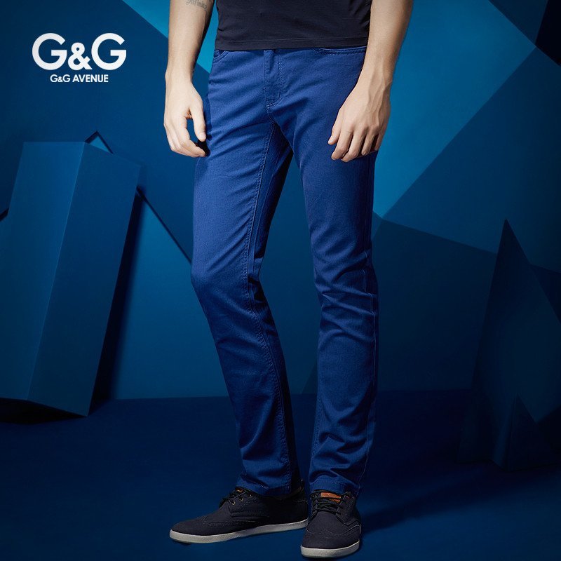 G＆G男装彩色牛仔裤百搭弹力纯色男裤休闲裤男修身直筒长裤子韩版 33 艳兰
