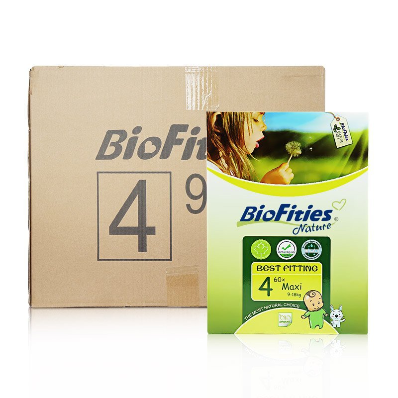 爱婴舒坦BioFities婴儿纸尿裤 进口尿不湿 4号L码(9-18kg)*4包 美国原装
